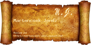 Martencsek Jenő névjegykártya